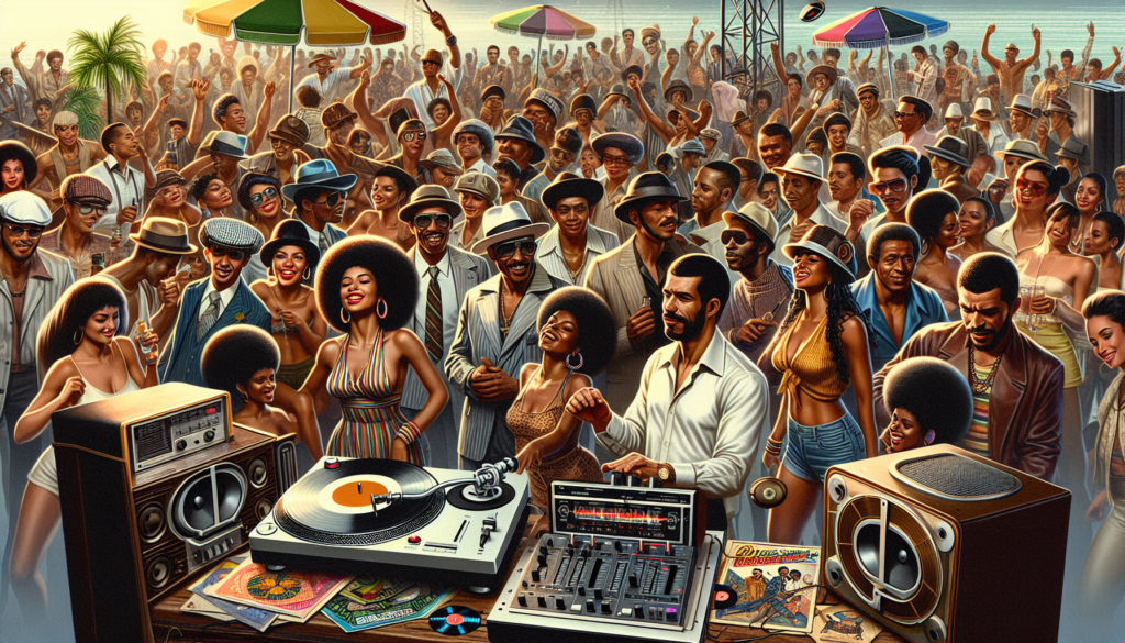 DJ spinning reggaeton classics at a packed party